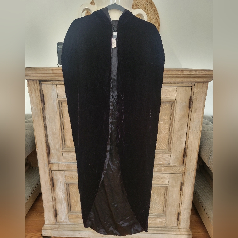 Jessica McClintock Gunne Sax Velvet Hooded Cape Cloak Deep Maroon Vintage 90s On